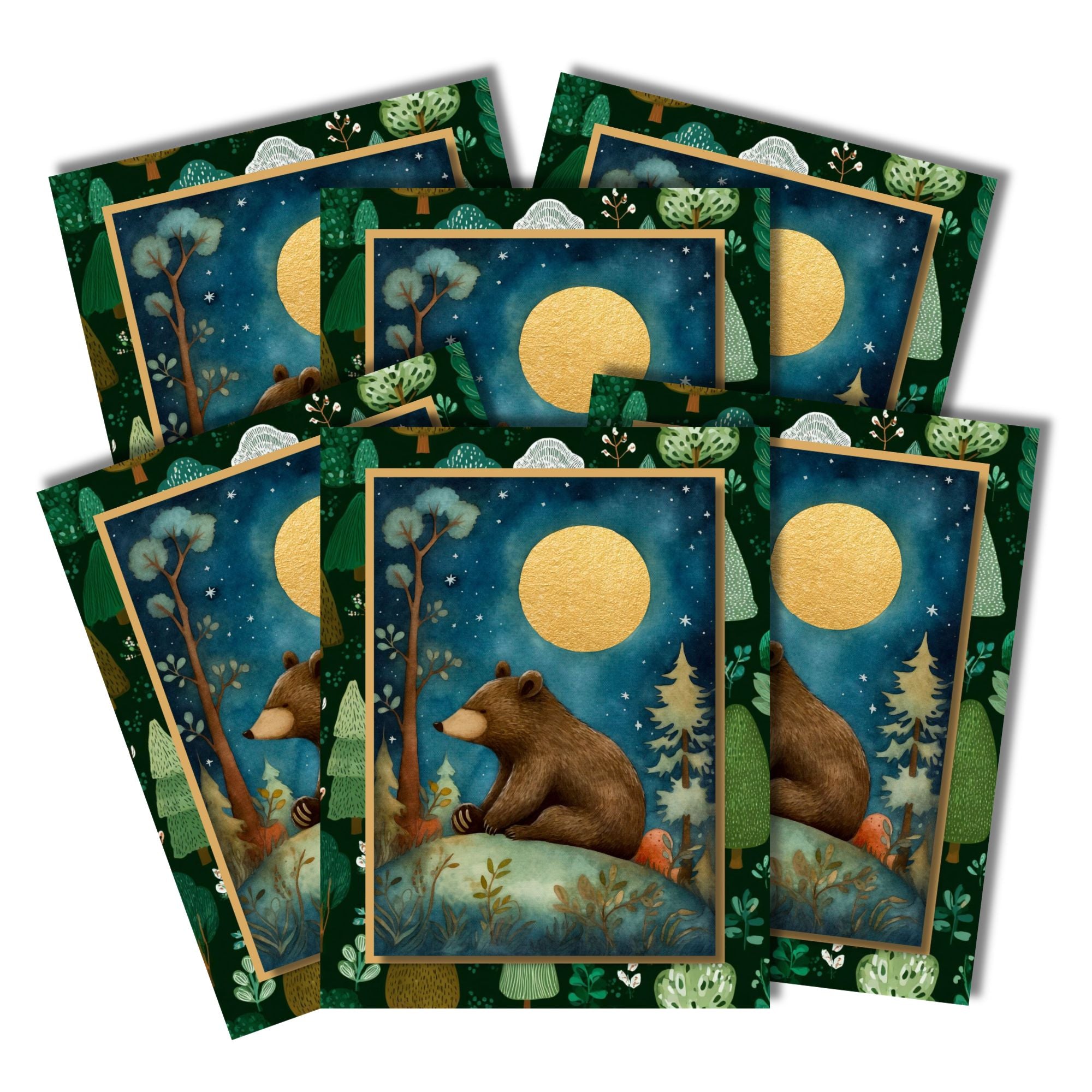 Moonlight Bear Note Card Set of 6 with Envelopes