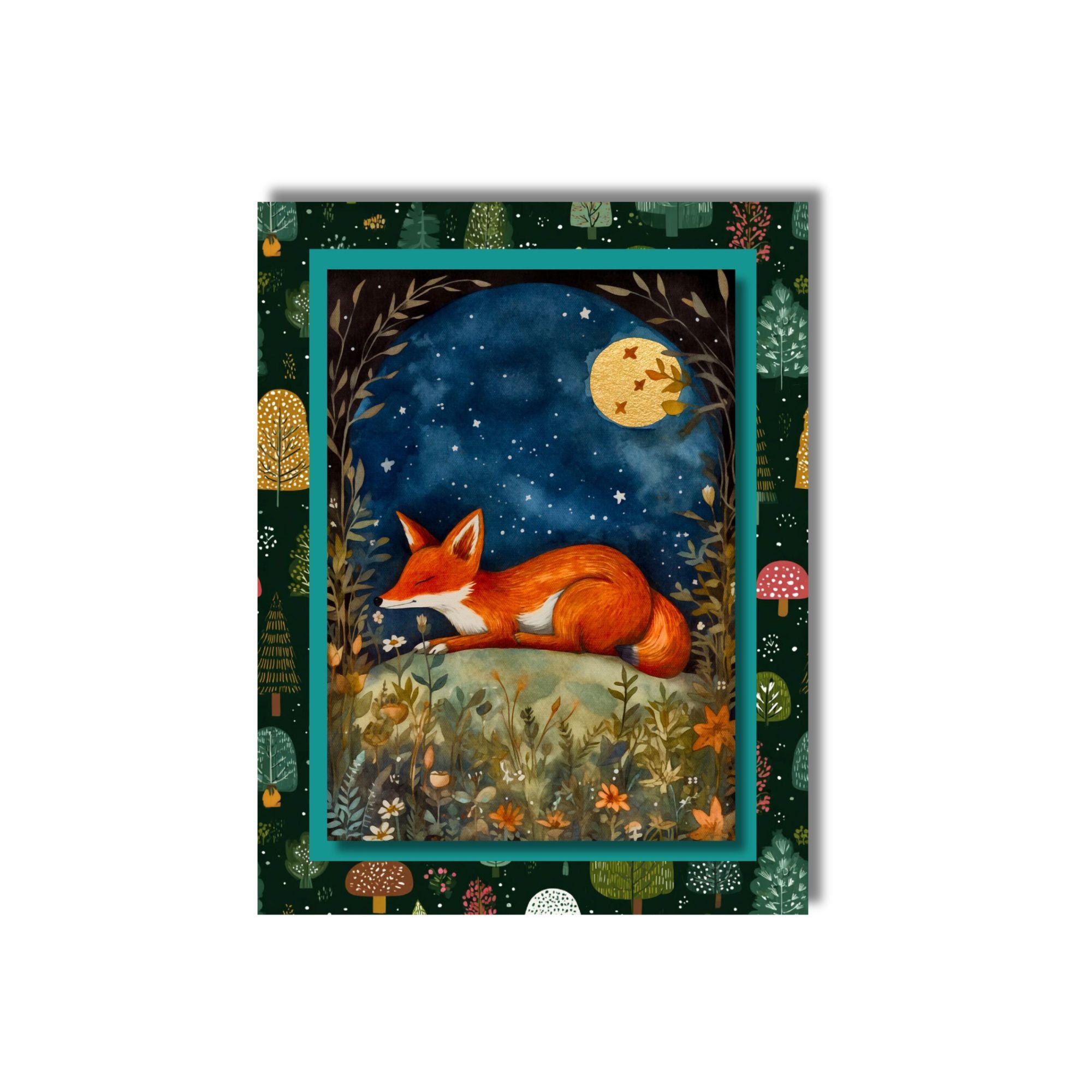 Moonlight Animals Note Card Set of 5 with Envelopes