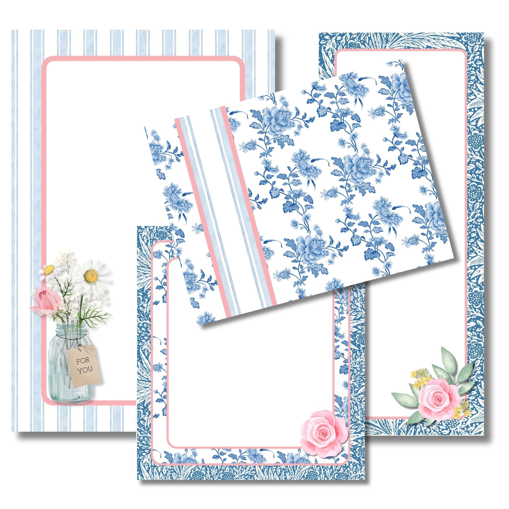Mason Jar Flowers 16 pc Stationery Set