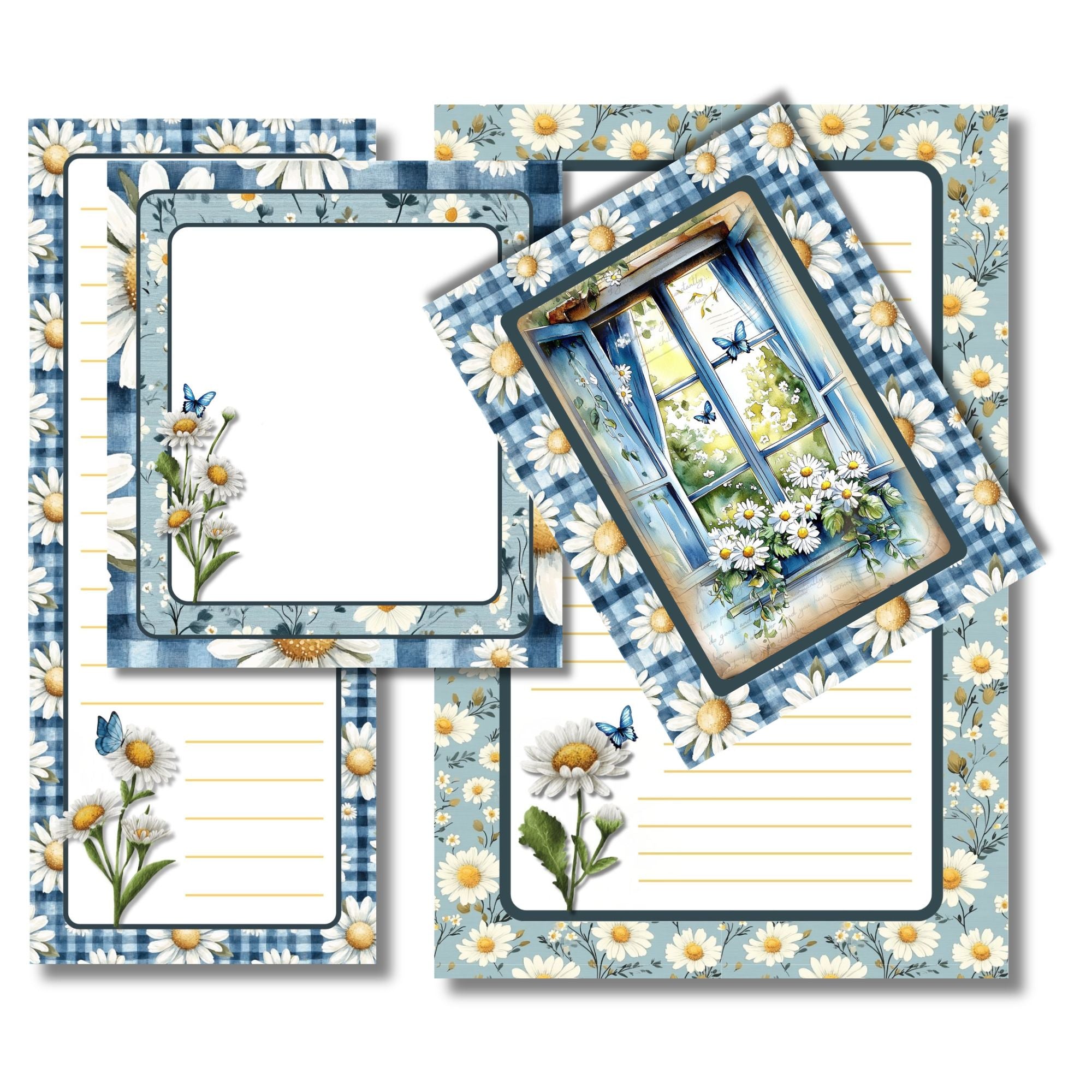 Blue Daisy 16 pc Stationery Set