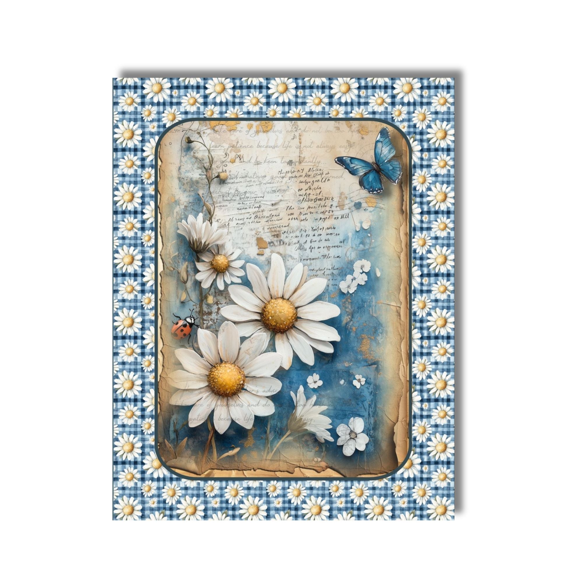 Blue Daisy Note Card Set of 5 with Envelopes