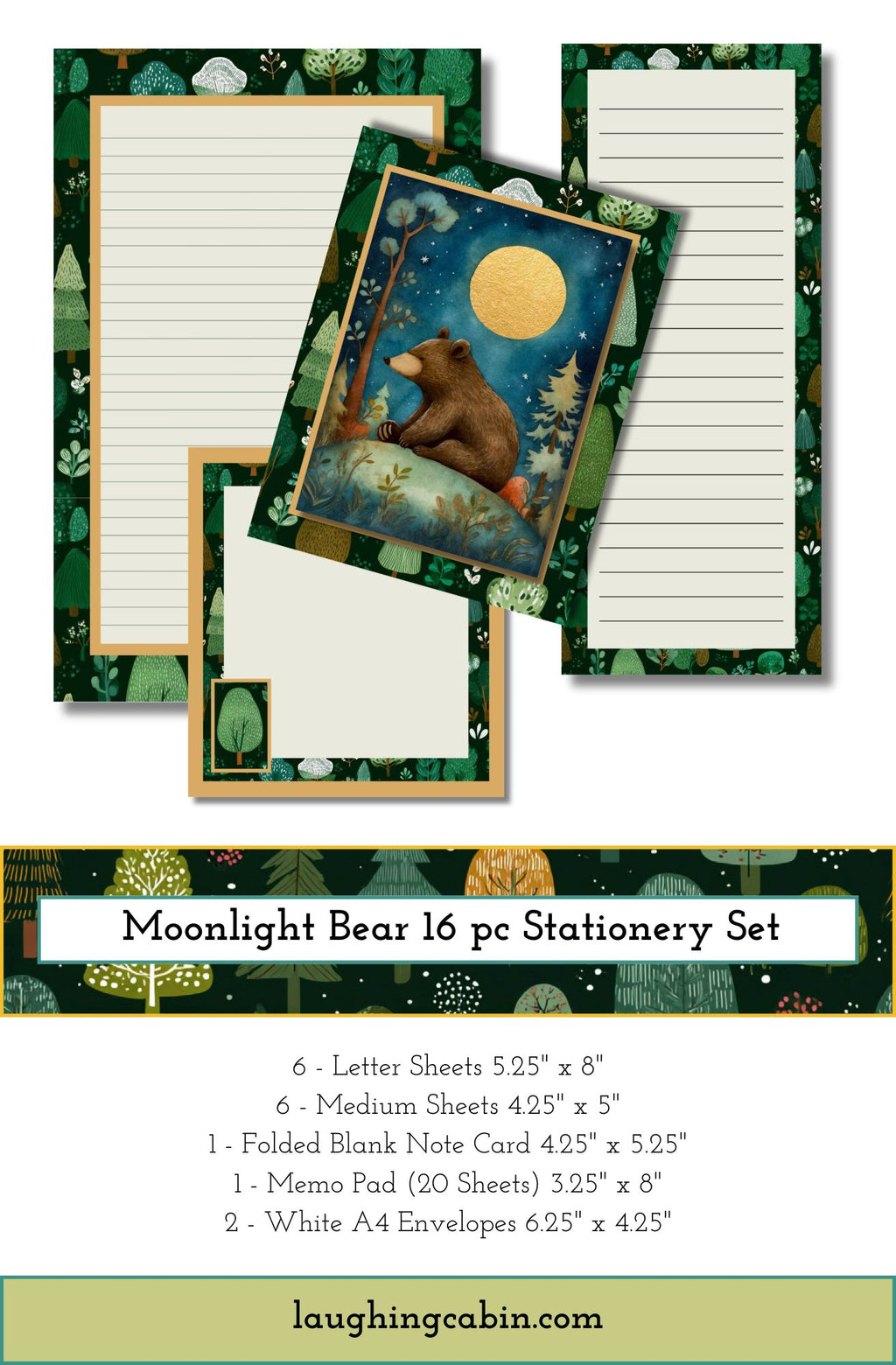 Moonlight Bear 16 pc Stationery Set