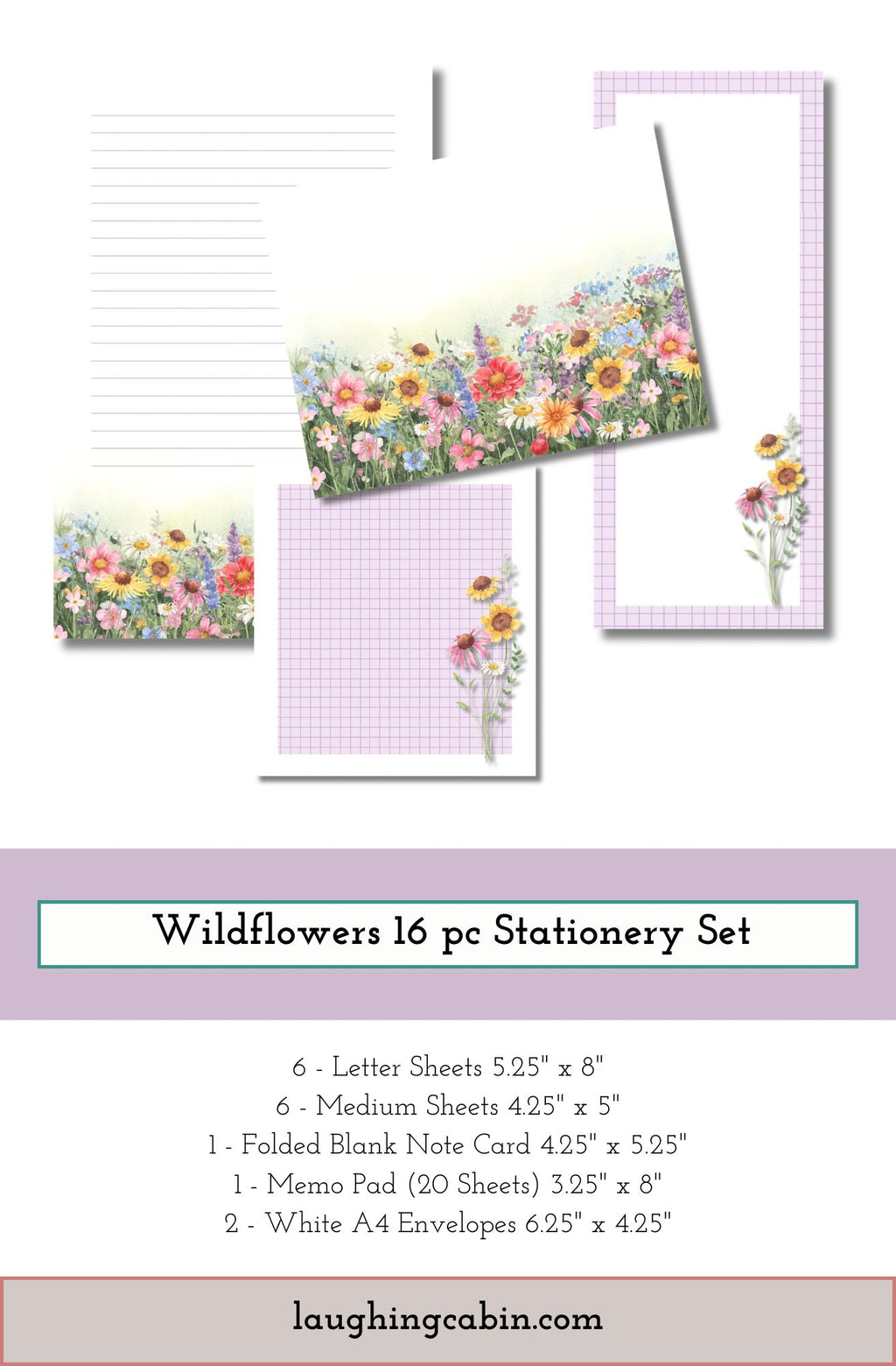 Wildflower 16 pc Stationery Set