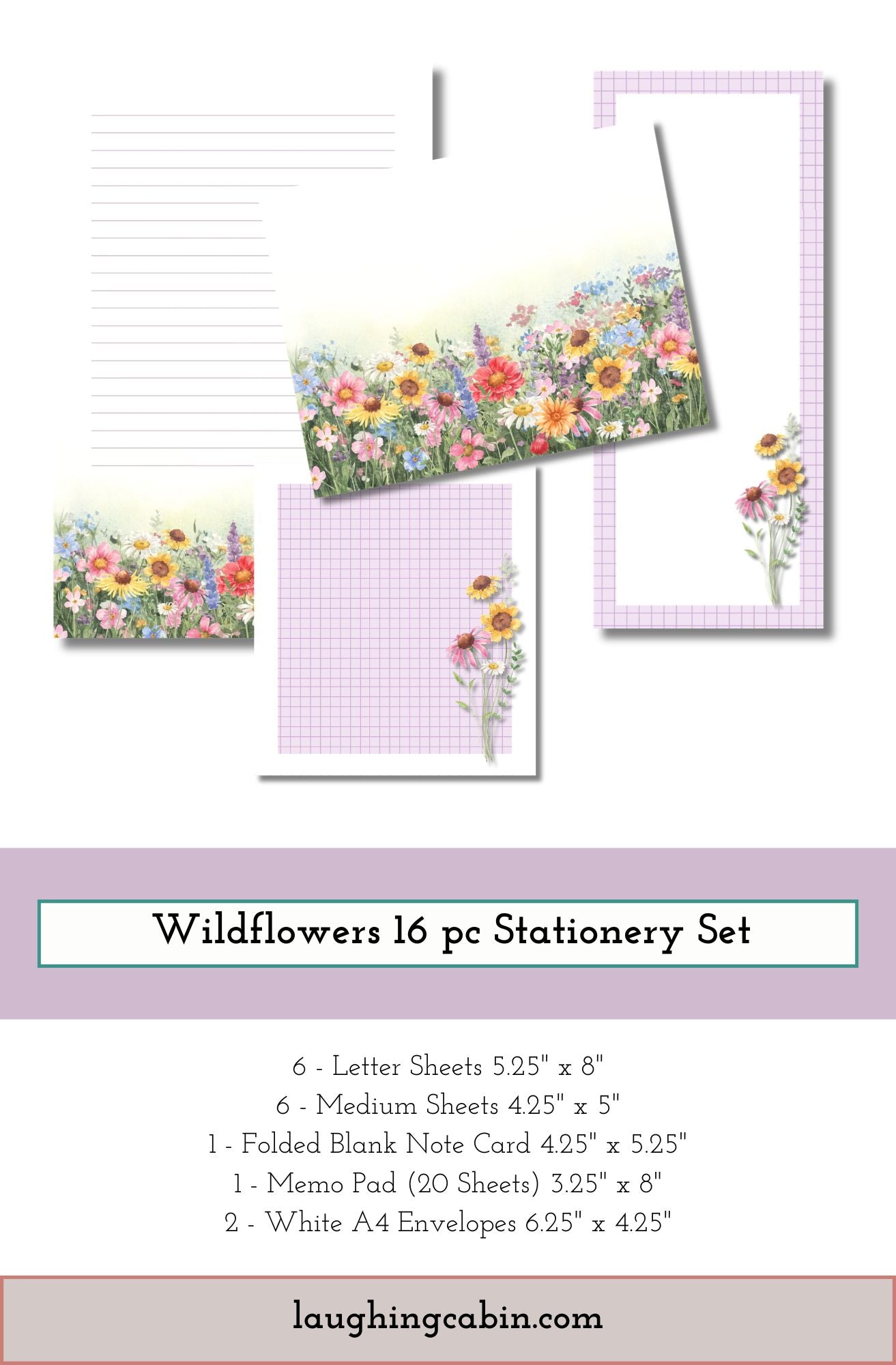 Wildflower 16 pc Stationery Set